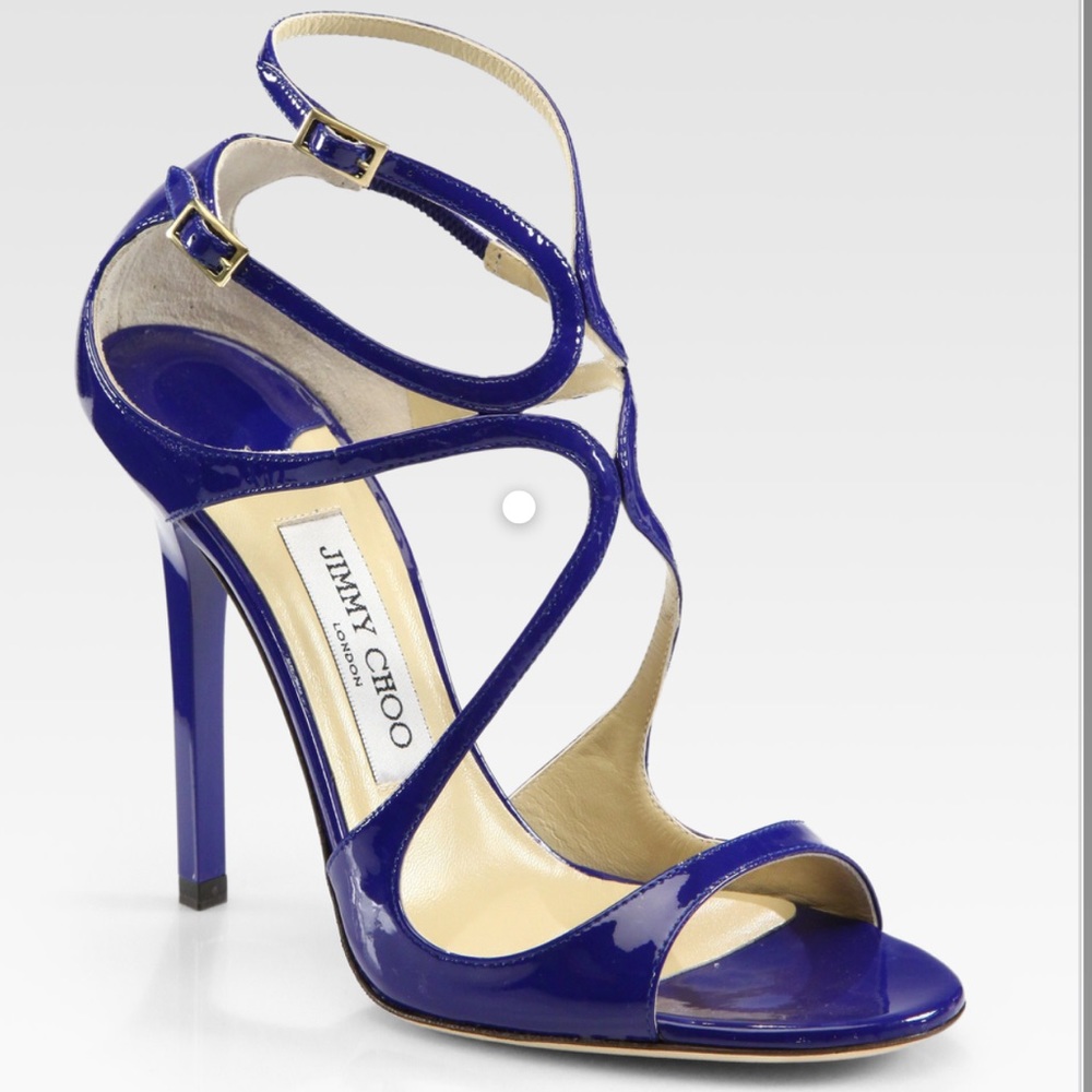Jimmy choo lance wavy strap sandal blue